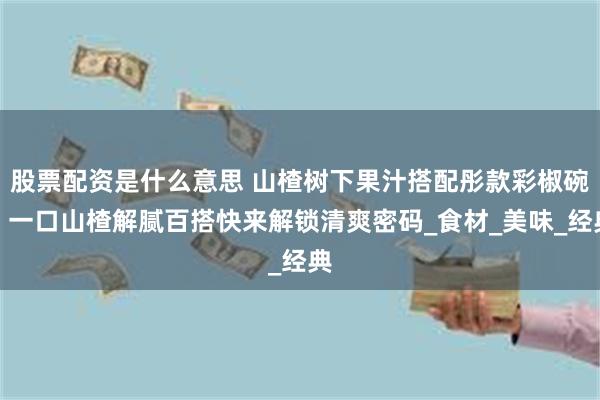 股票配资是什么意思 山楂树下果汁搭配彤款彩椒碗，一口山楂解腻